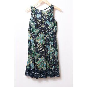 Cino Sleeveless Cotton Mini Dress Floral Print Blue Teal Womens Small NEW